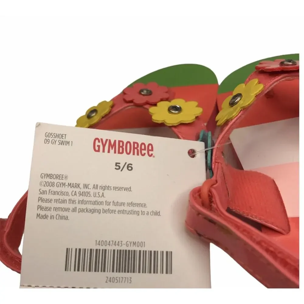 NWT Gymboree Swim Shop Size 5-6 5/6 Flower Flip Flops Sandals Girls